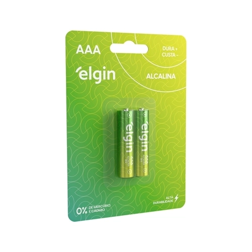 PILHA ALCALINA ELGIN AAA BLISTER COM 2 UNIDADES