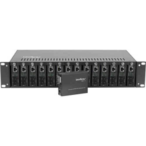 CHASSI INTELBRAS KX 1400 R P/ RACK 19'' C/ 14 SLOTS P/ CONVERSOR DE MÍDIA