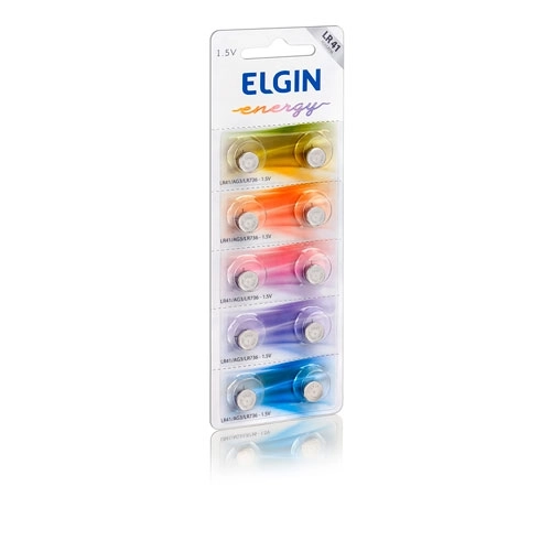 BATERIA ALCALINA ELGIN LR41 CARTELA COM 10 UNIDADES