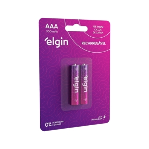 PILHA RECARREGÁVEL ELGIN AAA 1,2 V 1000 MAH BLISTER COM 2 UNIDADES