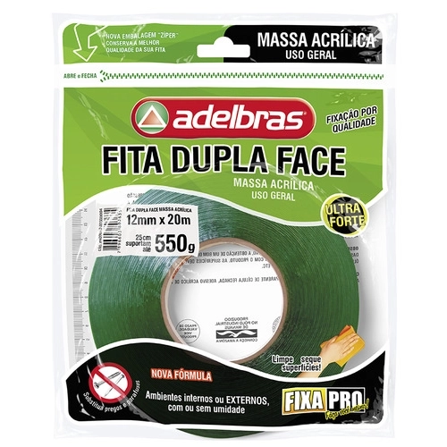 FITA DUPLA FACE ADELBRAS 12MM X 20M SACO TRANSPARENTE