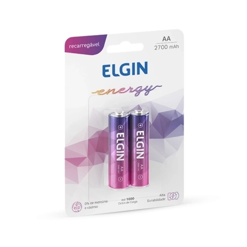 PILHA RECARREGÁVEL ELGIN AA 1,2V 2700MAH COM 2 UNIDADES