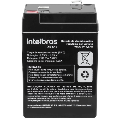 BATERIA VRLA 6V XB 645 4,5AH INTELBRAS