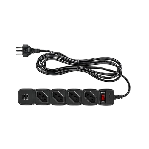 PROTETOR ELETRONICO INTELBRAS 4 TOMADAS E 2 USB EPE 204 USB + PRETO