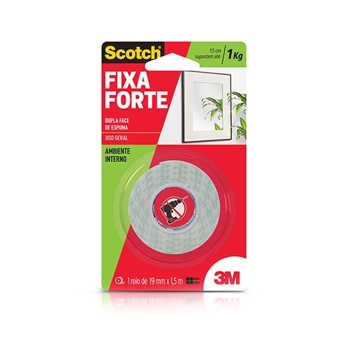 FITA DUPLA FACE 3M SCOTCH FIXA FORTE ESPUMA 19MM X 1,5 METROS