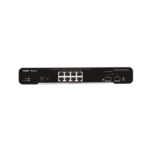 SWITCH POE GERENCIÁVEL L2 RUIJIE | REYEE RG-NBS3100-8GT2SFP-P 08 PORTAS GIGABIT ETHERNET + 02 PORTAS SFP