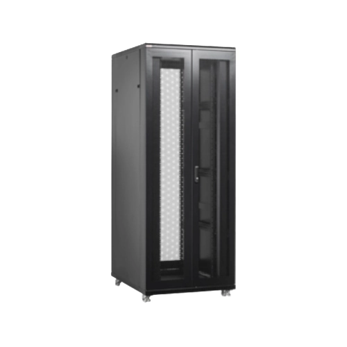 RACK FECHADO NAZDA 19 POLEGADAS 44U X 800MM X 1000MM PARA PISO COM PORTAS TRASEIRAS PERFURADAS PRETO