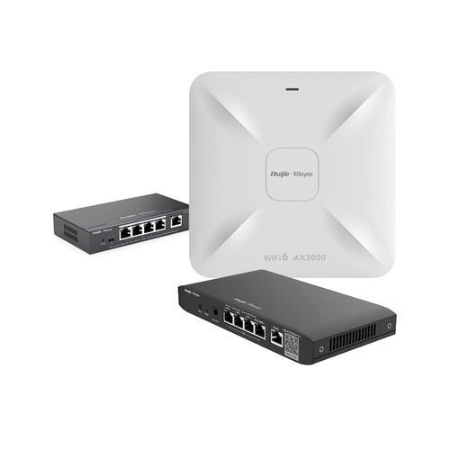 KIT WIFI HOMOLOGAÇÃO RUIJIE/REYEE - ROTEADOR RG-EG105G-P V2 + SWITCH RG-ES205GC-P + ACCESS POINT RG-RAP2260