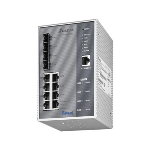 DISTRIBUIDOR DE CONEXÃO PARA REDE DELTA DVS-G512W01-4GF 8 PORTAS 10/100BASE T PPOE+ 4 PORTAS 100/1000 (SWITCH INDUSTRIAL)