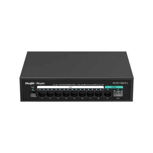 SWITCH RUIJIE/REYEE RG-ES110GS-P-L 8 PORTAS GE POE+ / 1P GE / 1P SFP